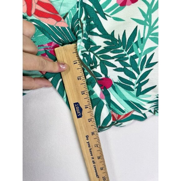Talbots Scalloped Hem Shorts Womens 4 Tropical Green Floral Jungle Monkey Preppy - Picture 7 of 9